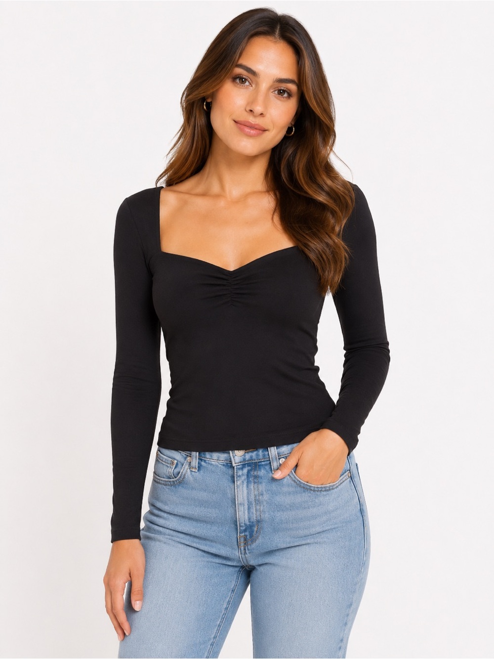 Shore Sweetheart Long Sleeve Tee Black Size M NWT Micro Modal Soft Stretch